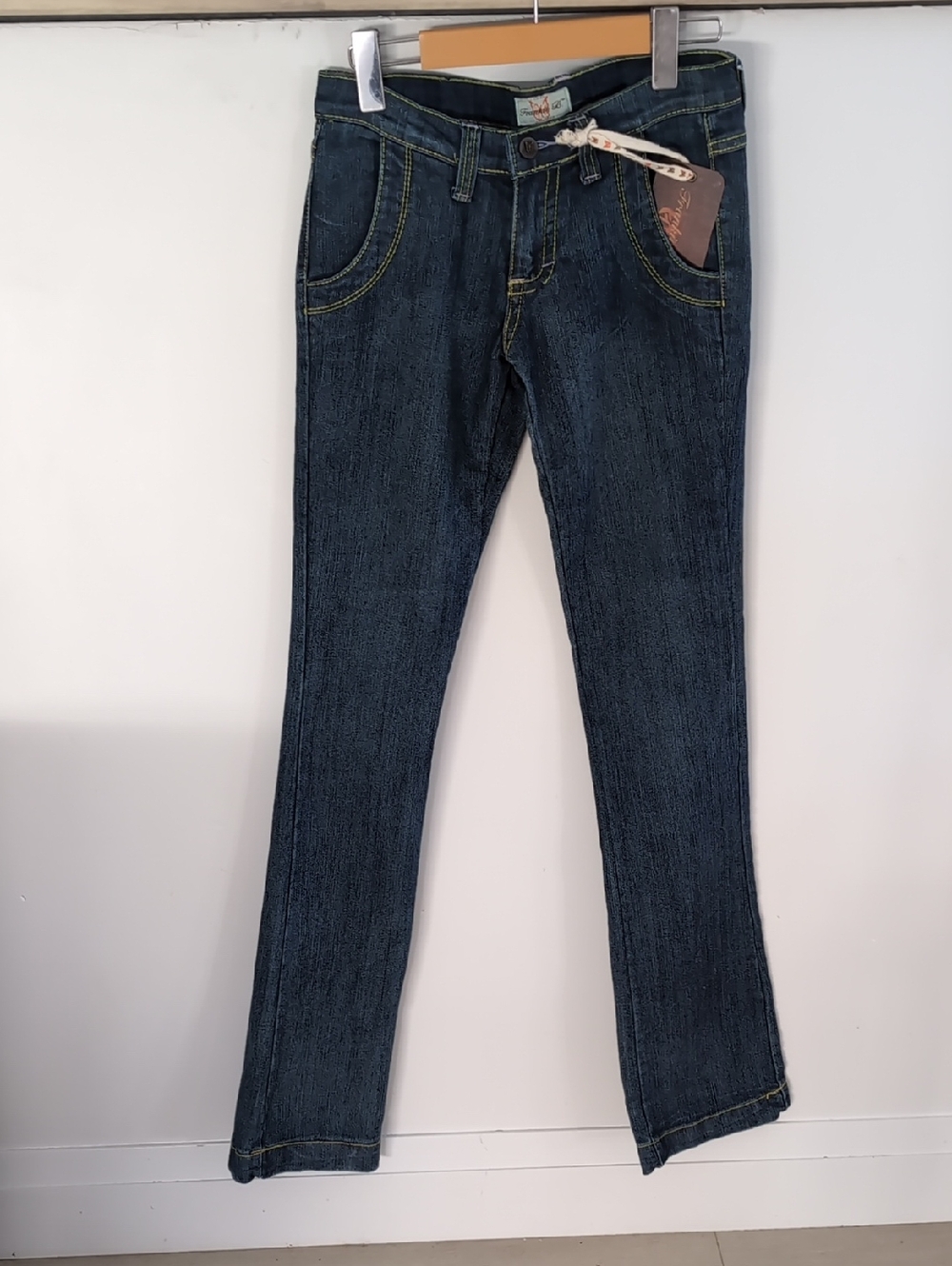FRANKIE B. | Women's Dark Indigo Vintage Y2K Floral Embroidered Bootcut Jeans